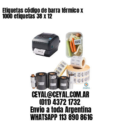 Etiquetas código de barra térmico x 1000 etiquetas 38 x 12