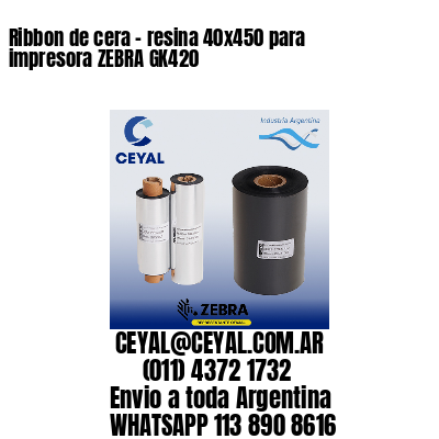 Ribbon de cera – resina 40×450 para impresora ZEBRA GK420