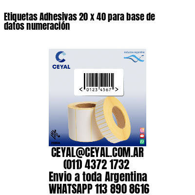 Etiquetas Adhesivas 20 x 40 para base de datos numeración