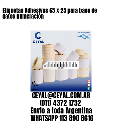 Etiquetas Adhesivas 65 x 25 para base de datos numeración