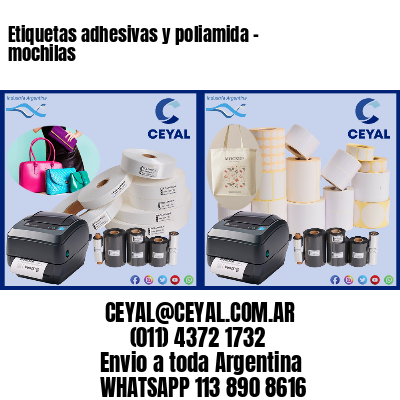 Etiquetas adhesivas y poliamida – mochilas