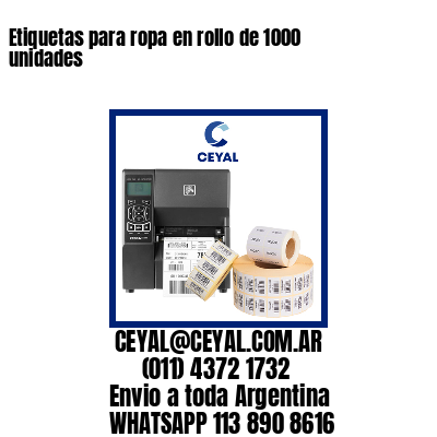 Etiquetas para ropa en rollo de 1000 unidades