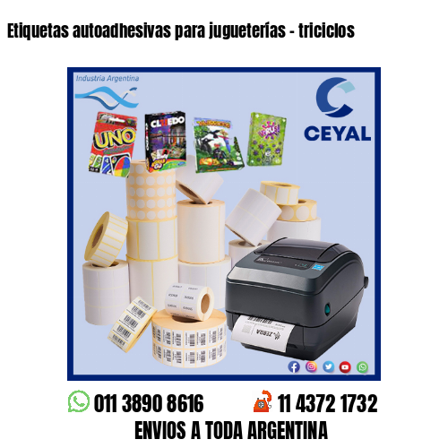 Etiquetas autoadhesivas para jugueterías – triciclos