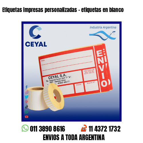 Etiquetas impresas personalizadas – etiquetas en blanco