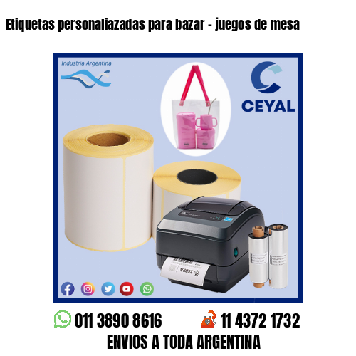 Etiquetas personaliazadas para bazar – juegos de mesa