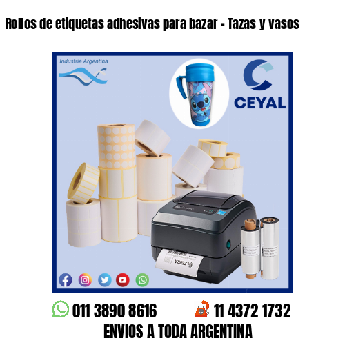 Rollos de etiquetas adhesivas para bazar – Tazas y vasos