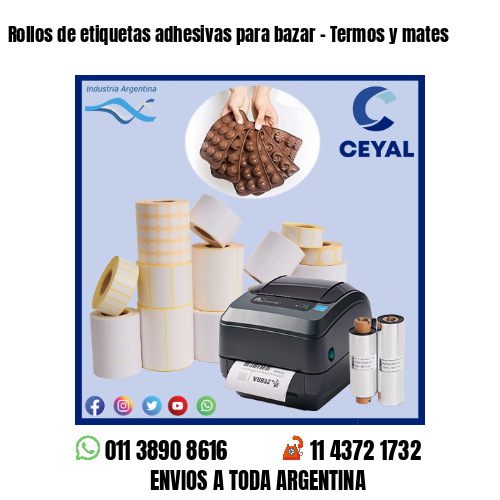 Rollos de etiquetas adhesivas para bazar – Termos y mates