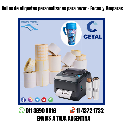 Rollos de etiquetas personalizadas para bazar – Focos y lámparas