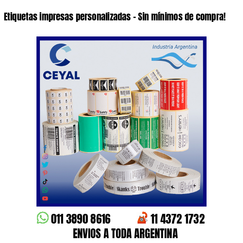 Etiquetas impresas personalizadas – Sin mínimos de compra!