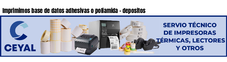 Imprimimos base de datos adhesivas o poliamida - depositos