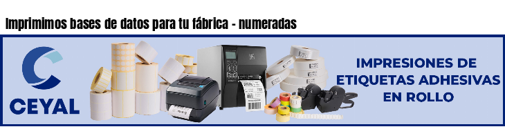 Imprimimos bases de datos para tu fábrica - numeradas