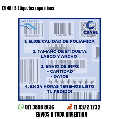 EN 48 HS Etiquetas ropa niños