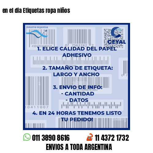 en el dia Etiquetas ropa niños
