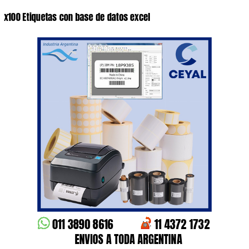 x100 Etiquetas con base de datos excel