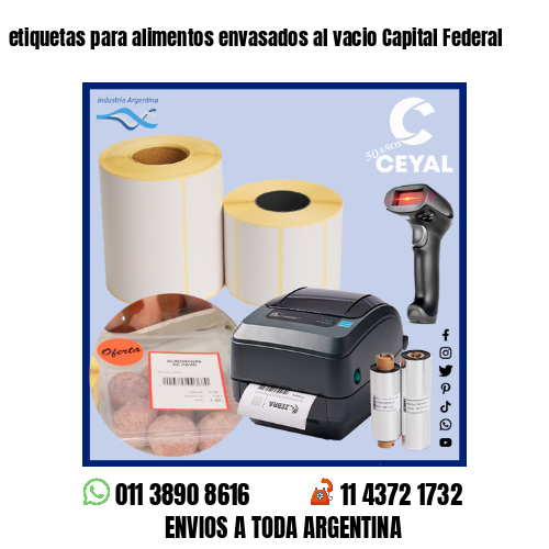 etiquetas para alimentos envasados al vacio Capital Federal