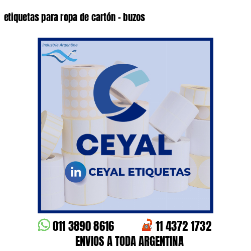 etiquetas para ropa de cartón - buzos