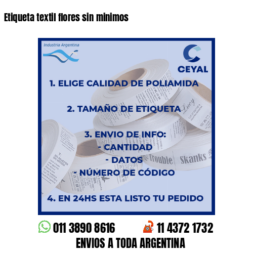 Etiqueta textil flores sin minimos