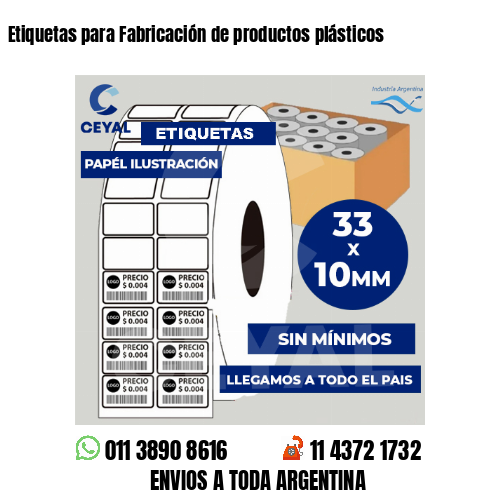 Etiquetas para Fabricación de productos plásticos
