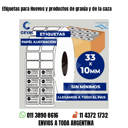 Etiquetas para Huevos y productos de granja y de la caza