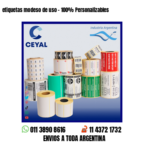 etiquetas modeso de uso – 100% Personalizables