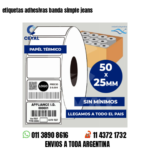 etiquetas adhesivas banda simple jeans
