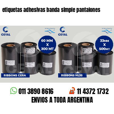 etiquetas adhesivas banda simple pantalones