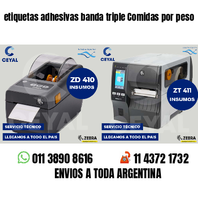 etiquetas adhesivas banda triple Comidas por peso
