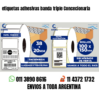 etiquetas adhesivas banda triple Concecionaria