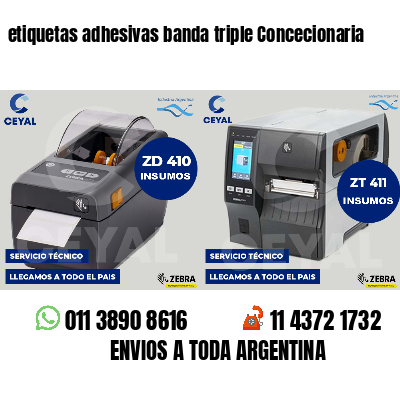 etiquetas adhesivas banda triple Concecionaria