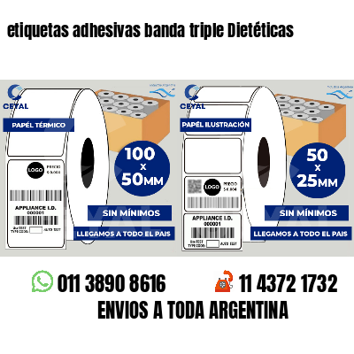 etiquetas adhesivas banda triple Dietéticas