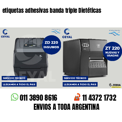 etiquetas adhesivas banda triple Dietéticas