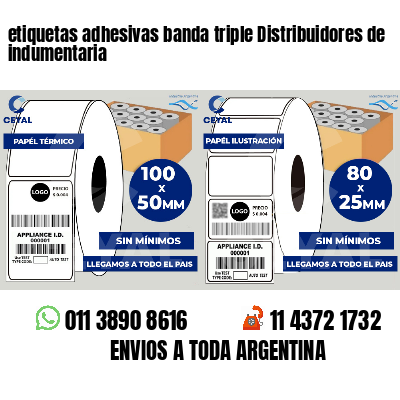 etiquetas adhesivas banda triple Distribuidores de indumentaria