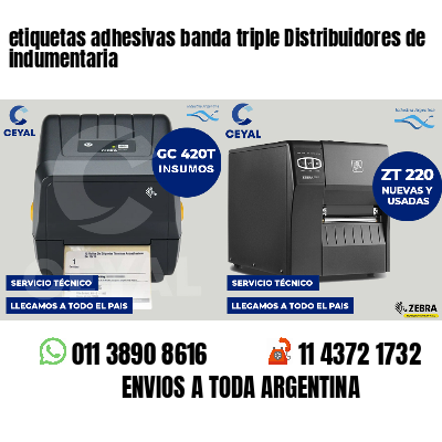 etiquetas adhesivas banda triple Distribuidores de indumentaria