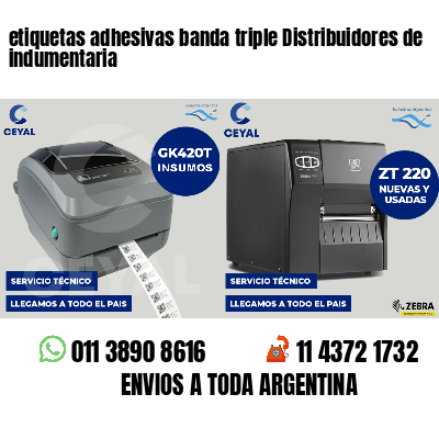etiquetas adhesivas banda triple Distribuidores de indumentaria