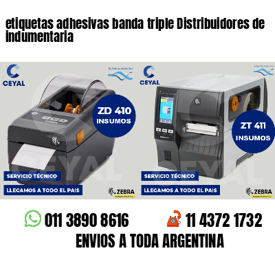 etiquetas adhesivas banda triple Distribuidores de indumentaria