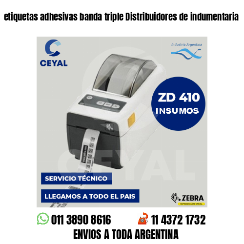 etiquetas adhesivas banda triple Distribuidores de indumentaria