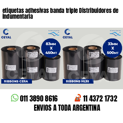 etiquetas adhesivas banda triple Distribuidores de indumentaria