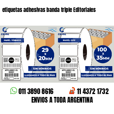 etiquetas adhesivas banda triple Editoriales