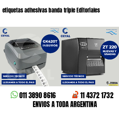 etiquetas adhesivas banda triple Editoriales