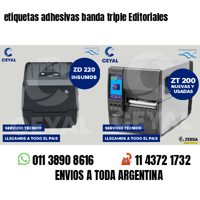 etiquetas adhesivas banda triple Editoriales