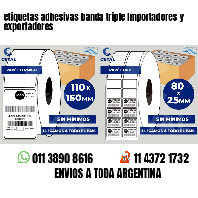 etiquetas adhesivas banda triple Importadores y exportadores