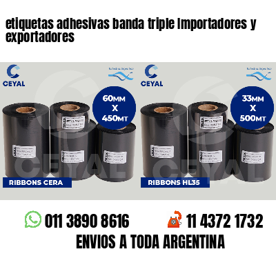 etiquetas adhesivas banda triple Importadores y exportadores