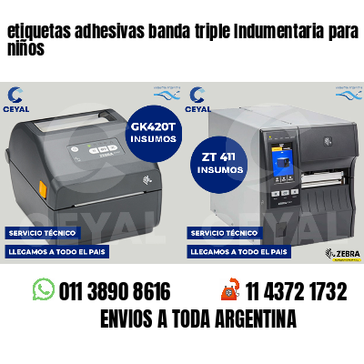 etiquetas adhesivas banda triple Indumentaria para niños