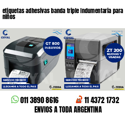 etiquetas adhesivas banda triple Indumentaria para niños