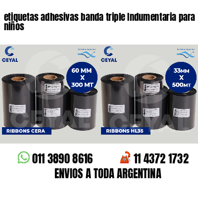 etiquetas adhesivas banda triple Indumentaria para niños