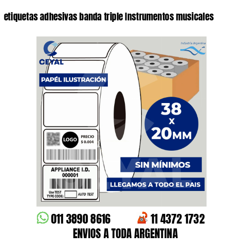etiquetas adhesivas banda triple Instrumentos musicales