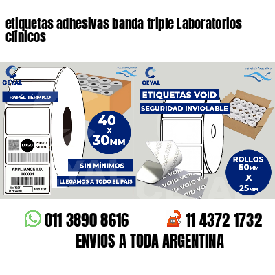 etiquetas adhesivas banda triple Laboratorios clínicos