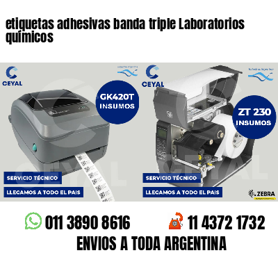 etiquetas adhesivas banda triple Laboratorios químicos