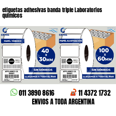 etiquetas adhesivas banda triple Laboratorios químicos