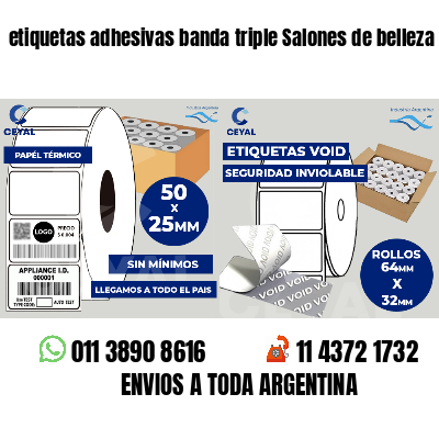 etiquetas adhesivas banda triple Salones de belleza